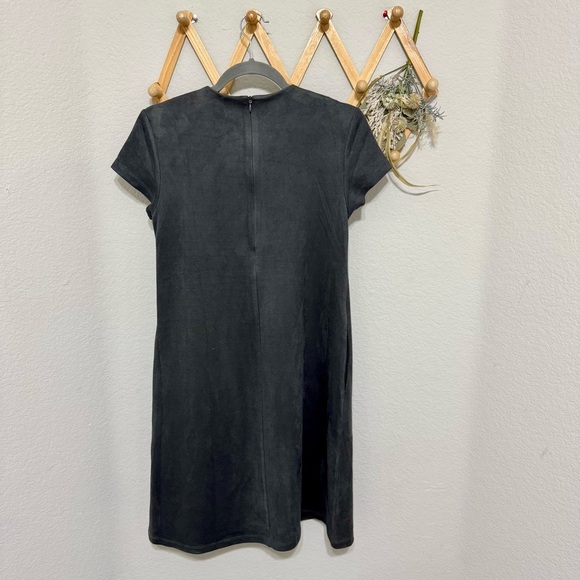 J. McLaughlin Womens Small Dark Charcoal Gray Swing Dress Faux Suede Sz XS - Picture 3 of 5